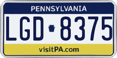PA license plate LGD8375