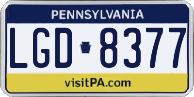 PA license plate LGD8377