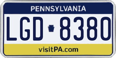 PA license plate LGD8380
