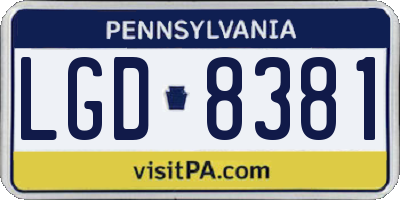 PA license plate LGD8381