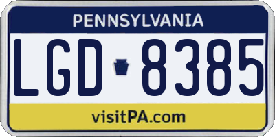 PA license plate LGD8385