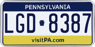 PA license plate LGD8387