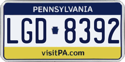 PA license plate LGD8392