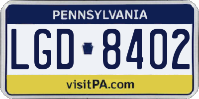 PA license plate LGD8402
