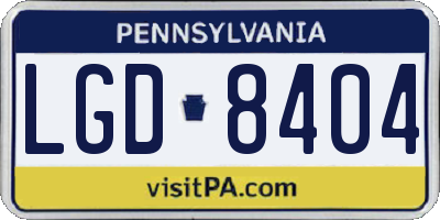 PA license plate LGD8404