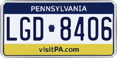 PA license plate LGD8406