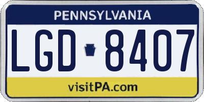 PA license plate LGD8407
