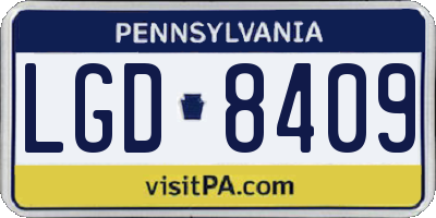 PA license plate LGD8409