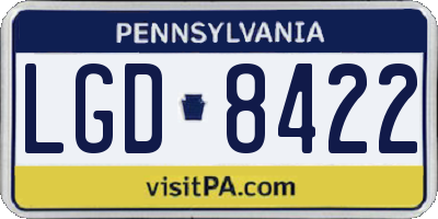 PA license plate LGD8422
