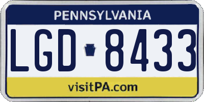PA license plate LGD8433