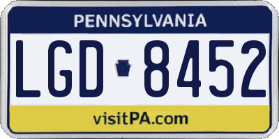 PA license plate LGD8452