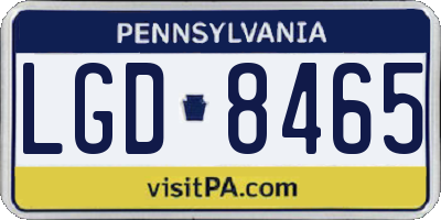 PA license plate LGD8465