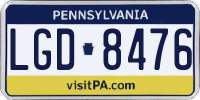 PA license plate LGD8476