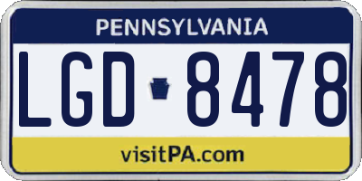 PA license plate LGD8478