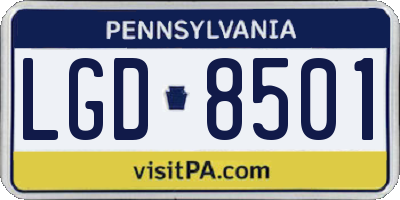 PA license plate LGD8501