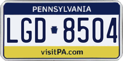 PA license plate LGD8504