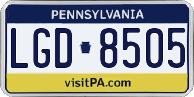 PA license plate LGD8505