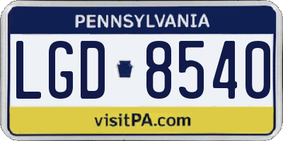 PA license plate LGD8540