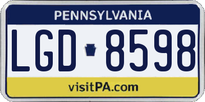 PA license plate LGD8598