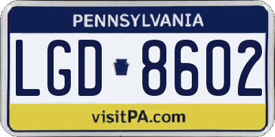 PA license plate LGD8602