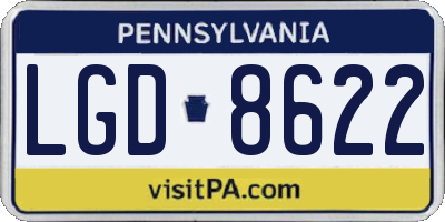 PA license plate LGD8622