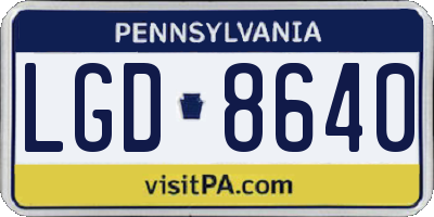 PA license plate LGD8640