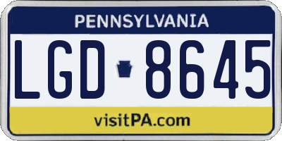PA license plate LGD8645