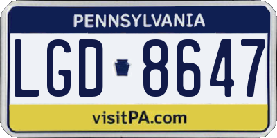 PA license plate LGD8647
