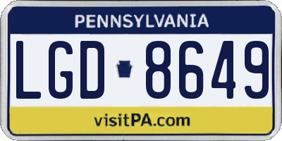 PA license plate LGD8649
