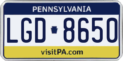 PA license plate LGD8650