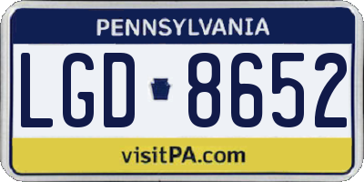 PA license plate LGD8652