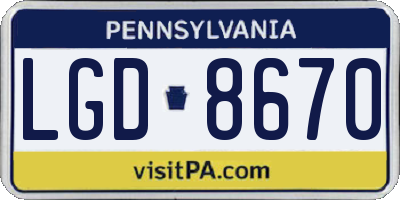 PA license plate LGD8670