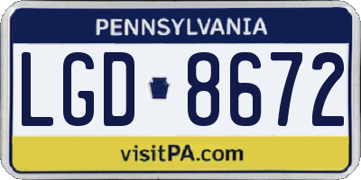PA license plate LGD8672