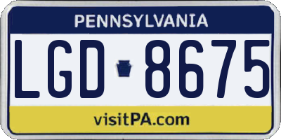 PA license plate LGD8675