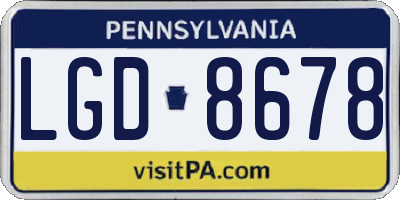 PA license plate LGD8678