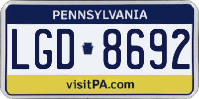 PA license plate LGD8692