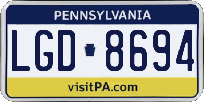 PA license plate LGD8694