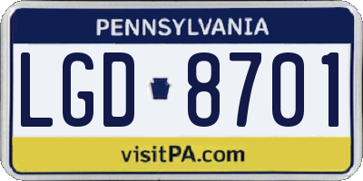 PA license plate LGD8701
