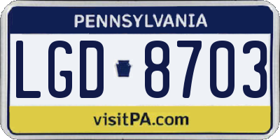 PA license plate LGD8703