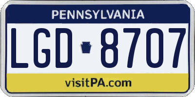 PA license plate LGD8707
