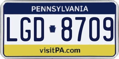 PA license plate LGD8709
