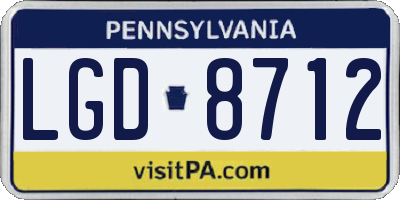 PA license plate LGD8712