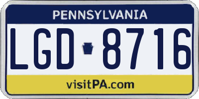 PA license plate LGD8716