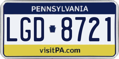 PA license plate LGD8721