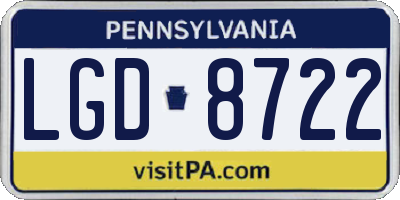PA license plate LGD8722