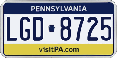 PA license plate LGD8725