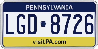 PA license plate LGD8726