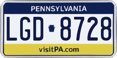 PA license plate LGD8728