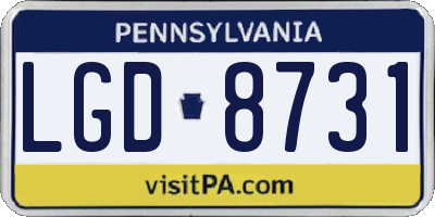 PA license plate LGD8731