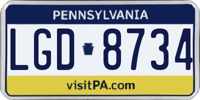 PA license plate LGD8734